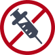 icon indicating no injections by showing a syringe with an overlaid stop sign