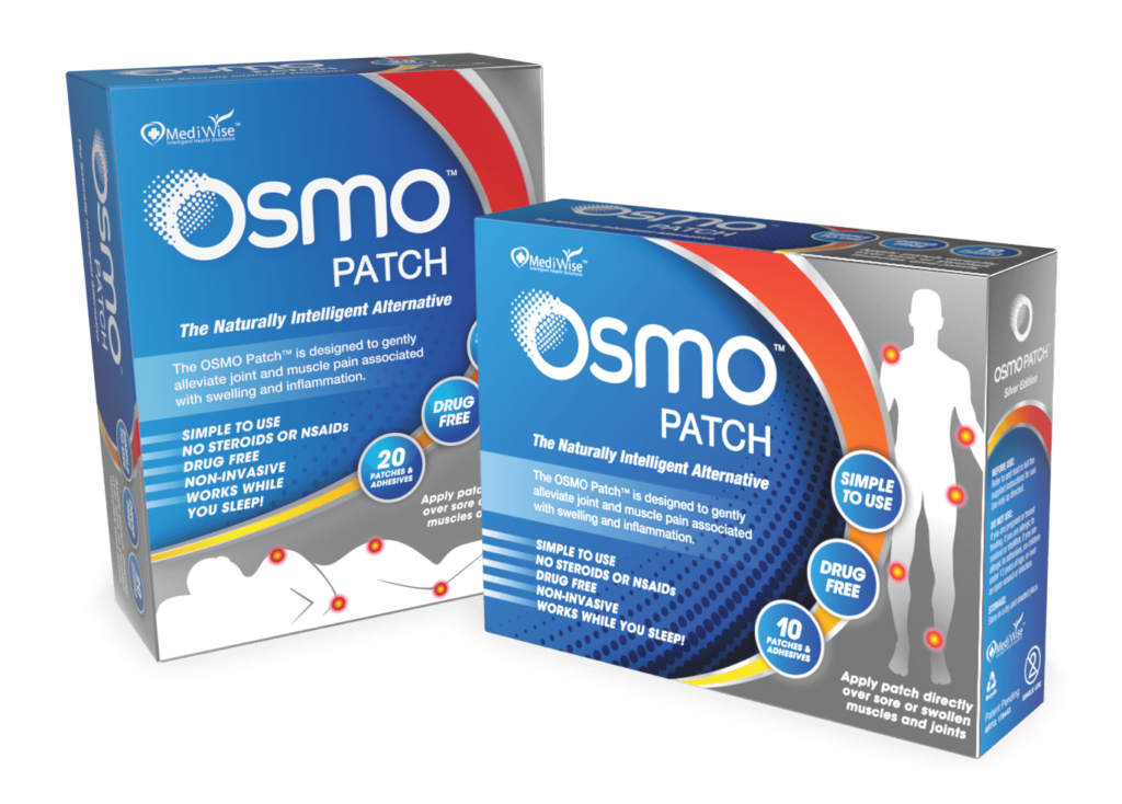OSMO Patch Product Image - 1 pack of 10 patches displayed horizontally, 1 pack of 20 patches displayed vertically